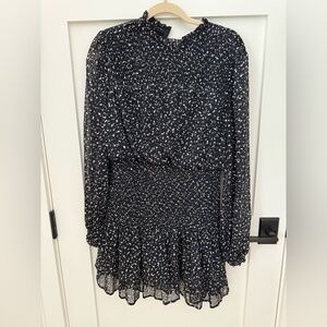 Aqua Black and White Patterned Dress